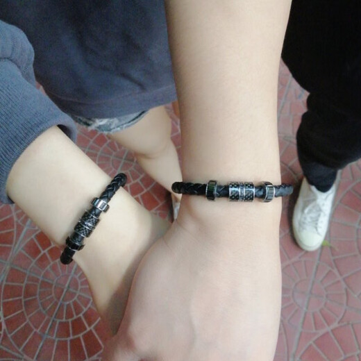 Weige small ck transfer bead bracelet boys ins niche design female couple sterling silver bracelet gift (bracelet) 2 pieces female + male 16cm + 1