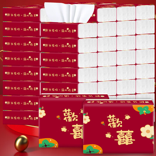 【京东物流】抽纸餐巾纸卫生纸4层加厚生活春节节庆多用面巾纸抽 欢喜1包福利装-60抽
