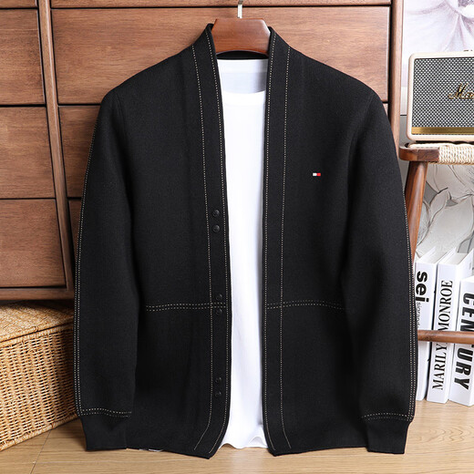 Tommy Hee Kelly Tommy Light Luxury Men's Cardigan 2025 Spring and Autumn New Jacket Men's Men's Brand Outer Sweater Outer Knit Sweater Shangqing M 165 recomendado 100-120Jin [Jin iguala 0.5 kg]