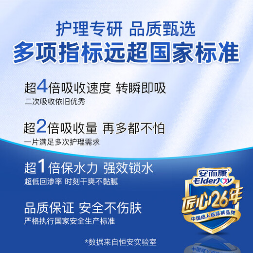 Elderjoy super absorbent, dry and refreshing adult diapers L80 pieces, hip size 95-120cm, adult diapers, quick absorbent and leak-proof for the elderly