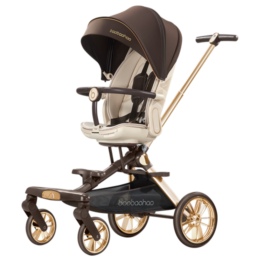 Baby Hao V16Max Big Wheel Baby Walking Magic All-terrain Two-way High View Shock Absorption Lightweight Foldable Sit-Recline Baby Stroller V16MAX Caramel Milk Tea Big Wheel Edition + Big Gift Pack