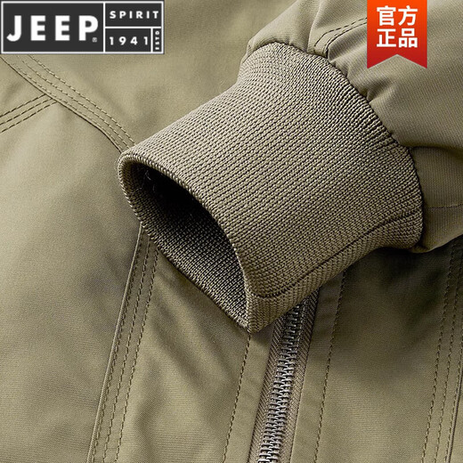 JEEP SPIRIT夹克男春秋季休闲美式棒球服新款秋冬季男士棉服飞行员外套男 JWD9226加棉 卡其色 厚款 M
