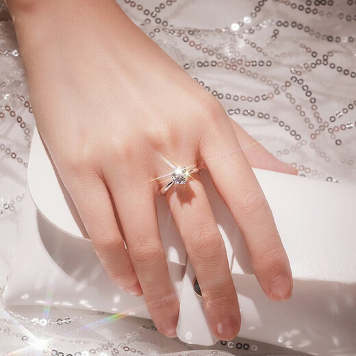 Grace Girl PT950 Platinum Ring One Carat Diamond Ring Proposal Confession Anniversary Birthday Gift for Girlfriend One Carat Platinum Moissanite Love Diamond Ring