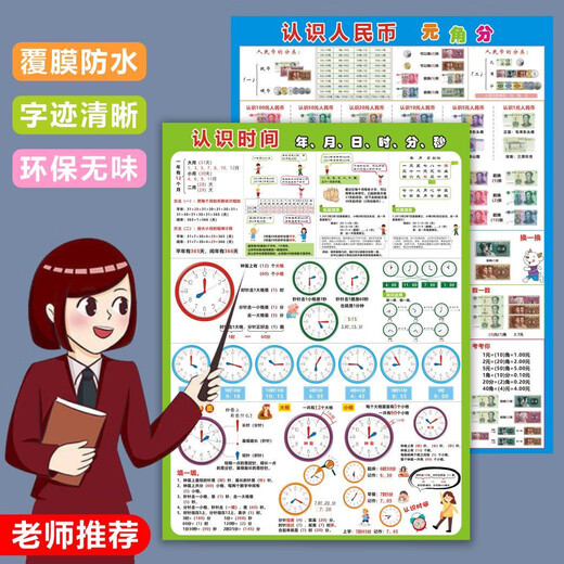D'autres connaissent les horloges et les palmarès, les points de connaissance de première année, les autocollants muraux, la fondation zéro, les artefacts d'apprentissage de la maternelle de classe senior, comprennent le temps + RMB 2 images