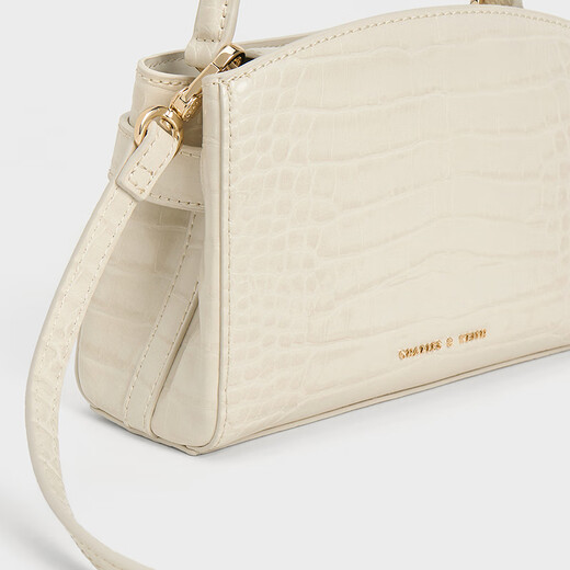 CHARLES/KEITH crocodile pattern Kelly bag handheld crossbody wedding bag women's bag birthday gift CK2-50270880-1 Ivory ivory S