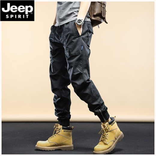 JEEP SPIRIT吉普工装裤男春秋季新款休闲裤子男宽松耐磨潮流中青年束脚长裤 679深灰色（夏款薄） 3XL (建议140-160斤)
