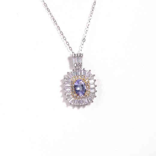 Canxian's favorite crystal natural tanzanite pendant S925 silver inlaid exquisite and elegant girl jewelry necklace gift comes with matching S925 silver chain. Certificate required