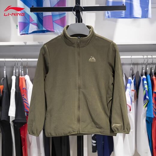 Li Ning children's jacket, new style, velvet, warm and versatile, loose outdoor three-in-one windbreaker jacket for men, outerwear, milk khaki/dark olive green, one size fits all 140