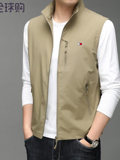 Tommy Shekelly Tommy's Men's Spring и осень тонкий жилет с тонкой жилетом для подставки. Внешний жилет на открытом воздухе.