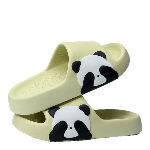 Haosunyi treten im Sommer 2025 Home Cartoon Indoor Badezimmer Anti-Rutschhaus-Haushaltsweiche mit Soft-Soled-Sandalen, grüne dick-lockige Panda 38-39 [geeignet für 37-38 Fuß] treten.