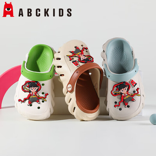 ABC KIDS children's clogs boys cartoon Nezha sandals girls baby outdoor sandals men 8623 light gray 40-41