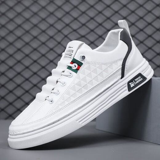 Sommer Casual Board-Schuhe Herren neue Sportarten weiße Schuhe Spleiß Männerschuhe Herren-Laufschuhe atmungsaktiv und nicht rutsch trendige Schuhe R001 White 40