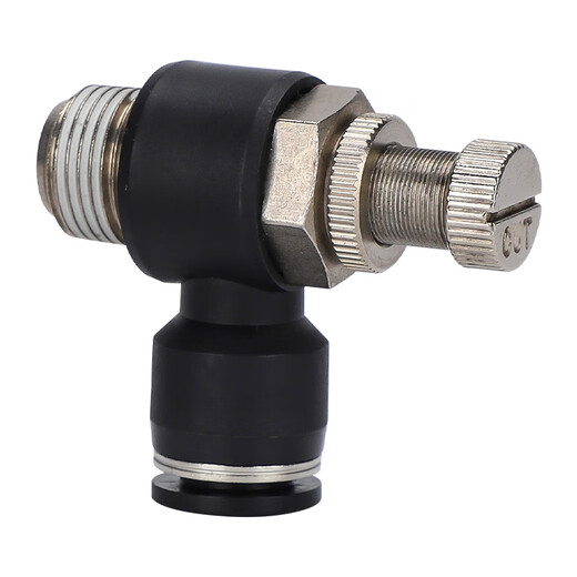 EXSN pneumatic quick connector speed regulating throttle valve tracheal connector quick plug external thread pressure regulating valve one-way flow limiting throttle control switch SL6-01 8-01 black SL8-01