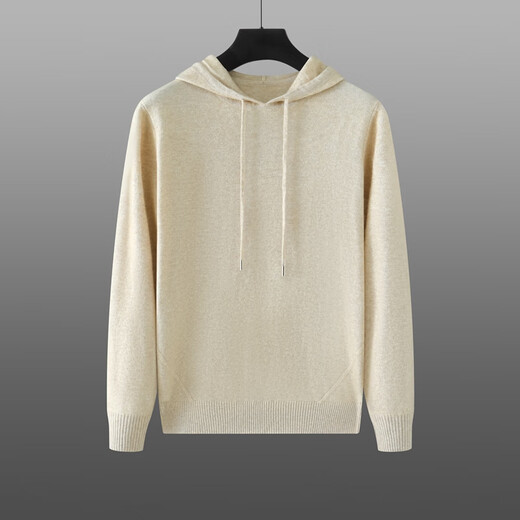 鄂尔多斯市产2024秋冬新款羊绒帽衫男带帽纯色长袖针织衫连帽毛衣 产自鄂尔多斯市-藏蓝色 M