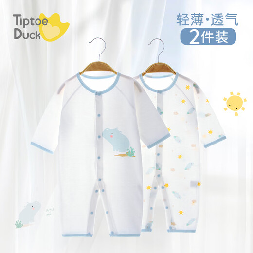 翘脚鸭（Tiptoe Duck）婴儿衣服新生儿夏季薄款连体衣宝宝内衣贴身睡衣 熊博士2件 90cm