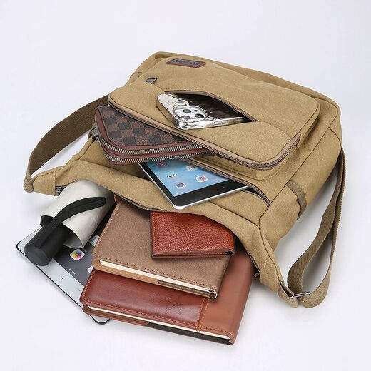 Yupinjia thickened canvas tool bag large capacity plumber wear-resistant dirty messenger bag multi-functional decoration electrician bag tool bag khaki