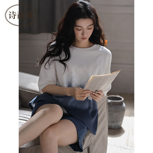 诗静雅（SHIJINGYA） 睡衣女夏季纯棉薄款短袖短裤家居服夏天时尚休闲可外穿套装 CXH 12210女短袖 XL 女(推荐120-140斤)