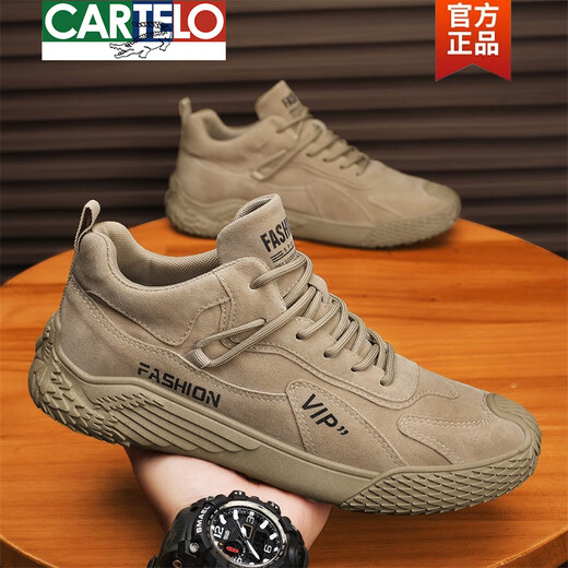 CARTELO Crocodile (CARTELO) men's shoes for spring 2025 new wear-resistant work site work and non-slip waterproof outdoor sports mountaineering trend shoes gray - upgraded model 42