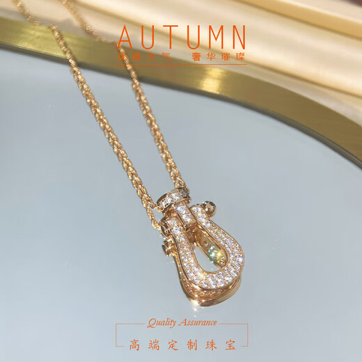 Yage 18K Birkin Horseshoe Necklace Shining Moissanite Diamond S925 Sterling Silver Plated Rose Gold Pendant Fashion Clavicle Chain S925 Silver Plated Birkin Necklace 41+2+4cm