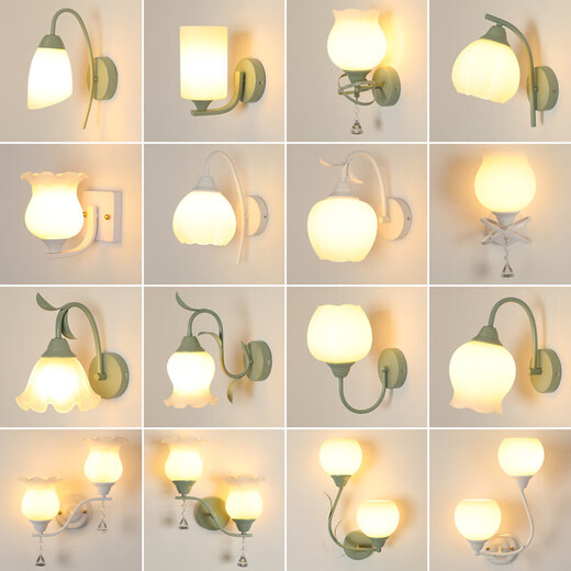 
Opuyuanxing bedroom bedside lamp modern simple led white light living room staircase aisle wall lamp hotel room wall lamp B684 flowers + white light 5W