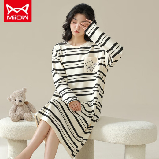 Catman Miiow New Nightgown para mujeres en primavera y otoño dibujos animados de algodón puro lindo pijamas de manga largo