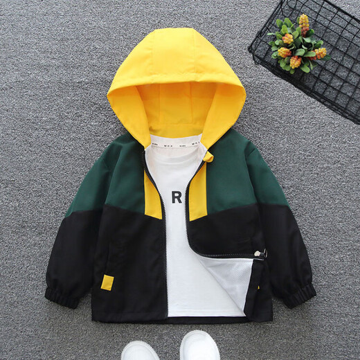 G.DuckKids Brand Veste pour enfants Veste garçons Spring and Automne Style's Childred's Hooded Windbreaker Internet Celebrity Handsome Boys Spring Vêtements Baby Top Black - 683 Modèles 90 Taille recommandée 80 - 90cm 1 et demi - 2 ans