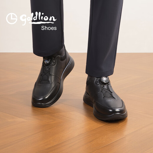 Goldlion Men's Shoes 2025 Autumn and Winter New Business Casual Leather Shoes Comfortable and Versatile Sports Shoes Soft Surface Light Sole Running Shoes Genuine Leather Black 37 (235mm)