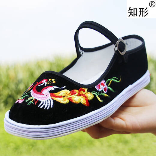 Reine handgefertigte tausendschichtige alleinige alte Peking-Stoffschuhe Frauen gestickte Schuhe Frühling und Herbst Mutterschuhe Quadratmund Mund-LOLED Old Man Schuhe Oma Schuhe [reiner Stoff Einzeltausend-Schicht-Sohle] Granatapfelblumen Big Red 37