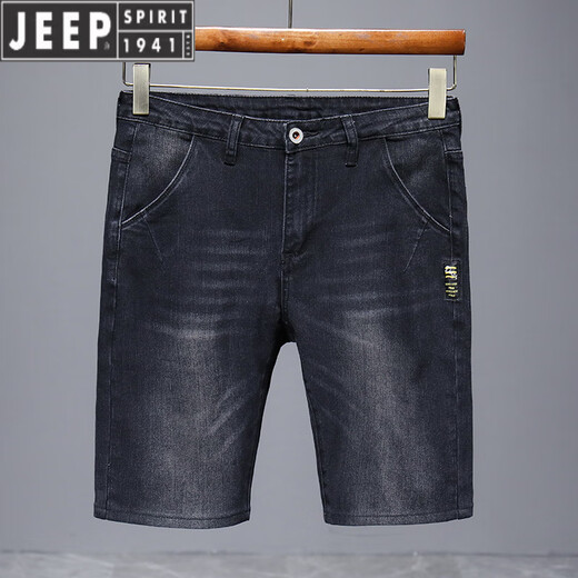 JEEP SPIRIT2024 new summer thin denim shorts men's five-point loose straight mid-pants casual versatile stretch breeches 671 blue gray 28 (2 feet 1)