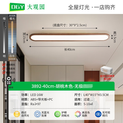Grand View Garden (DGY) Korridor-LED-Deckenleuchte moderne einfache Retro Long Porch Cloakroom Balkon Lampe O263 16W 3892-40 cm-wuji Elf-Ful-Spektrum
