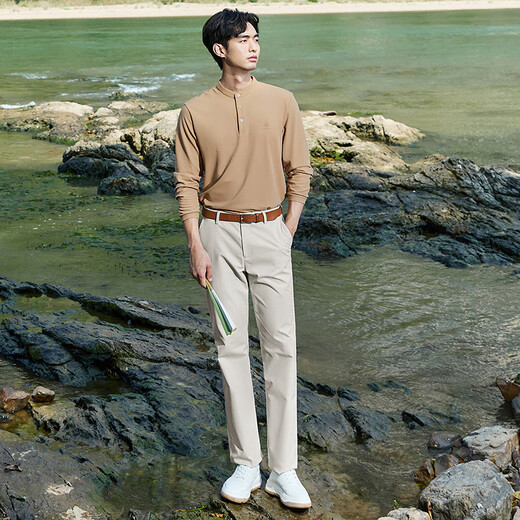 Qipai 5A antibacterial 2A anti-mite polo shirt men's long-sleeved 2025 spring and autumn business casual bottoming top