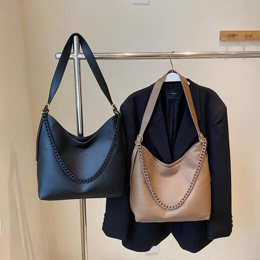 Nanbowan large capacity bag for women new niche 2025 design simple chain one-shoulder crossbody bag for work commuting tote TR6169 black