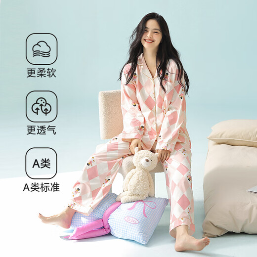 Modal Pyjamas Frauen Frühling und Herbst Koreanische Version von Pure Cotton Long Sleeve Hosen für Frauen lässig Cardigan Home Clothing Set für Outside 3E3294 2xl