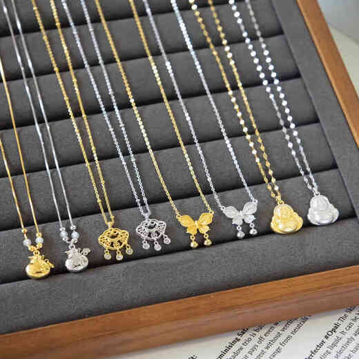 Youshu silver gold lock necklace full body S925 sterling silver plated 18k gold fashionable clavicle necklace women's versatile temperament gold lock 07569