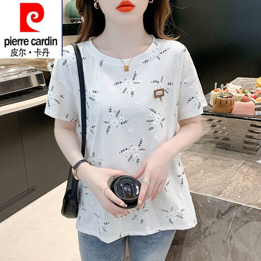 皮尔卡丹（pierre cardin）纯棉短袖T恤女夏季24新款内搭白色打底衫韩版宽松百搭垂感上衣 1397白色+1396白色 S (80-95)