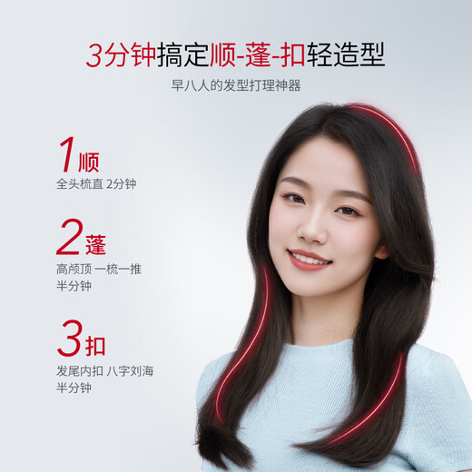 The same style as Lucheng Papi Sauce - medium size Lucheng Thermal Balancing Hair Straightening Comb Negative ions do not damage hair fluffy skull splint Clear Sky Blue Wired Version Medium Size Hair Straightening Comb