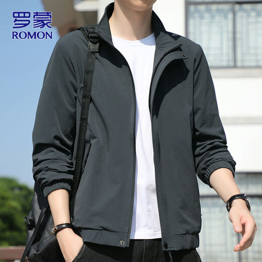 Romonjacke Herren Casual Business Jacket Herren Frühling vielseitiger Herren Top dunkelgrau 3xl