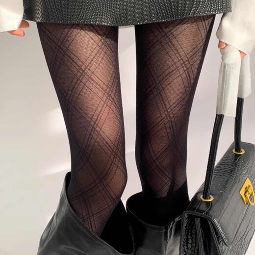 Suican black rhombus plaid stockings for women jk sweet style spring and autumn thin beautiful legs fishnet stockings sexy style black stockings pure desire large grid black stockings 1 pack