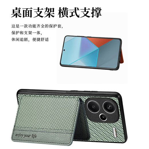 万浮生放照片卡套适用红米note13pro+手机壳turbo3保护套redmi12全包k70带卡包K60可放卡K50版钱包K40s外 军绿色【翻盖卡套】 卡包支架-车载磁吸 红米 Note 13 Pr