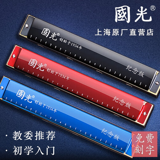 Guoguang Mundharmonica 24-Loch Polyphone C-Tune-Anfänger Monophonische Schüler lernen von Kindern mit Skalen 24-Loch-C-Tune-Red