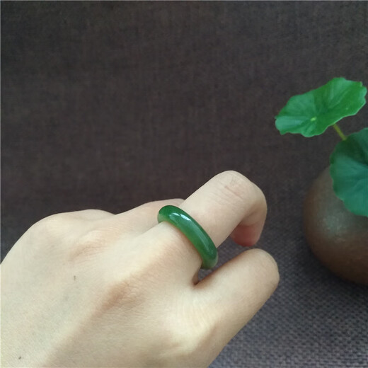
Kechu Natural Hetian Jade Jade Ring Ring Ring Blank Jade Ring Pendant Spinach Green Yang Green Fruit Green Certificate [No. 16853] Inner Diameter 18mm