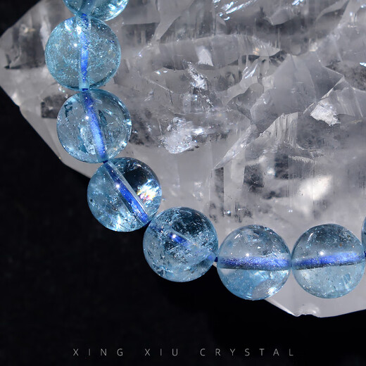 Kuxuan Xingxiujia Natural Topaz Bracelet Women's Sky Blue Topaz Bracelet Jewelry Gift MAX12#9.3--9.8mm Blue Topaz