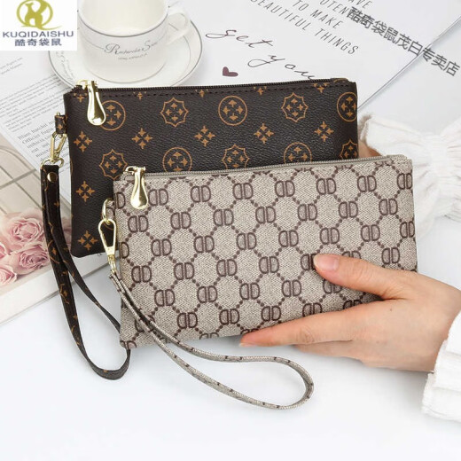 Kuqidaishu artesanía italiana estilo coreano embrague de moda billetera para mujer billetera larga billetera multifunción bolso móvil gran capacidad m letra marrón