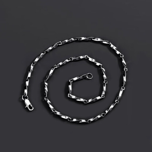 Maimid Moebius necklace men's plain chain trendy brand versatile light luxury clavicle chain titanium steel jewelry silver sweater chain necklace Moebius necklace 55cm