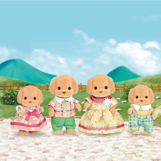 [Quality new product] Sylvanian families Japanese version of Poodle family Playing house girls toy doll set Gifts for children