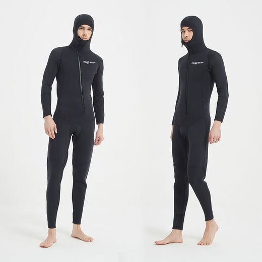 Tanbeiman winter swimming swimsuit cold-proof gelcoat 3MM hooded wetsuit one-piece thickened swimming long-sleeved surfing wetsuit swimming protection black hooded wetsuit + gloves + diving socks 2XL