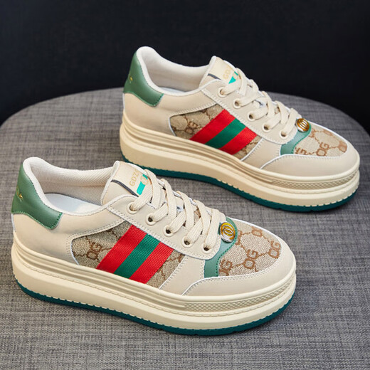VIPVCK Neue Frauenschuhe, weiße Schuhe, Frauen 2025 Frühling und Herbst Retro Casual Dirty Schuhe, leicht und dicker, vielseitiger Sportschuhe Trend, Khaki Cool Style Vck841 39