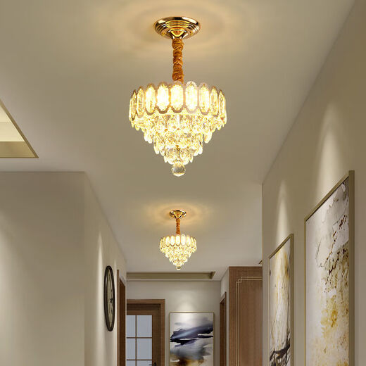 
Ancient Town Lamps Zhongshan Lamps Collection 2025 New Corridor Lighting Aisle Entrance Light European Crystal Chandelier Balcony Bedroom 9928 Gold Three-Color Light Source