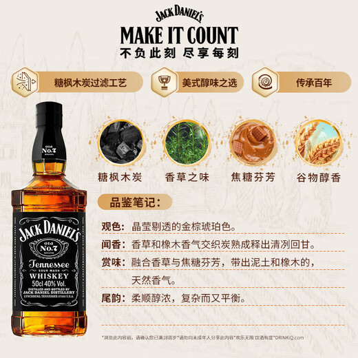 Jack Daniels Tennessee Whiskey 40% Blended Wine Black Label No Box 500ml*1 Bottle