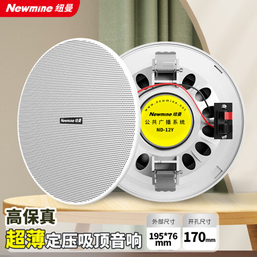 纽曼（Newmine）R106吸顶音响套装蓝牙定压功放机公共广播家用客厅商用会议店铺背景喇叭嵌入式隐藏吊顶音箱一拖六
